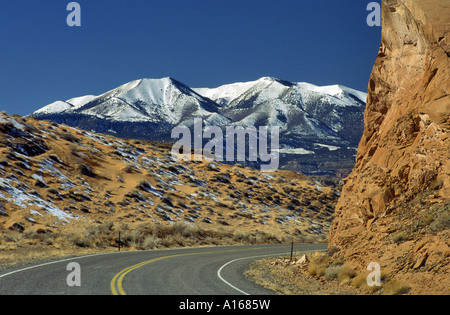 Henry Mountains, view from Bicentennial Highway 95 near Lake Powell, winter, Utah, USA Stock Photo