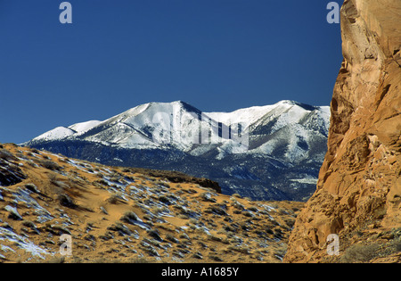 Henry Mountains, view from Bicentennial Highway 95 near Lake Powell, winter, Utah, USA Stock Photo