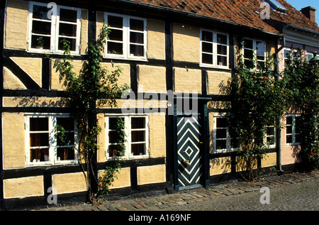 17 18th century houses Aeroskobing Aero Denmark Stock Photo
