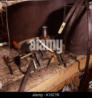 Harnesses and Sadddles making tools Stock Photo
