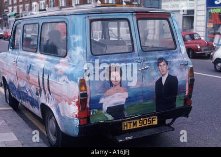 Hand painted van commemorating marriage of Duchess and Duke of York - Sarah Ferguson (Fergie) and Prince Andrew - 23 July 1986 Stock Photo