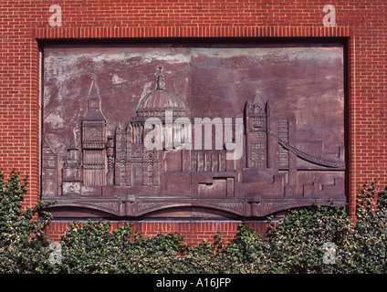 Caricature of London, England: including Bow Bells, Big Ben, Westminster Abbey, St Pauls Cathedral, Tower Bridge, etc. Stock Photo