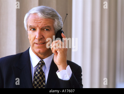 Senior businessman using cellular phone Stock Photo