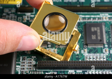 control panel and a magnifier Stock Photo
