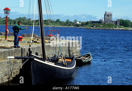 Galway Harbor boat eland Eire Irish port castle Stock Photo