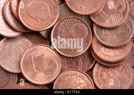 European one cent coins Stock Photo