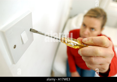 Girl working on DIY Stock Photo