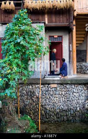 2007 Woman Hammering Indigo Dye into Cloth in the Dong Ethnic Minority ...