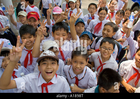 Vietnamese School Children at the Vietnam Museum of Ethnology Hanoi Stock Photo