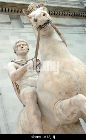 Marble statue of a youth on horseback, British Museum. Stock Photo