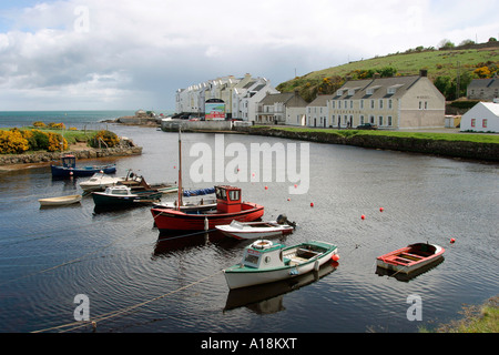 UK County Antrim Cushendun harbour waterside properties Stock Photo