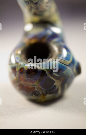 Close up of a pipe found during a search warrant The pipe had been used to smoke marijuana Stock Photo