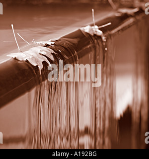 Little waterfall in sepia Stock Photo