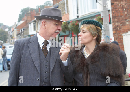 Couple at the Pickering War weekend held in October every year North Yorkshire Stock Photo