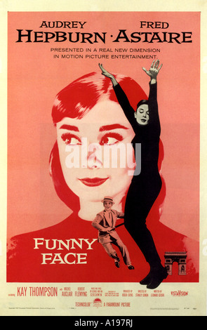 FUNNY  FACE poster for 1957 Paramount film with Audrey Hepburn and Fred Astaire Stock Photo