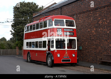 electric trolleybus at the black country living museum, dudley west midlands england uk Stock Photo