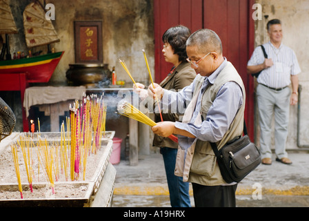 Macau People Praying At A Ma Temple China Stock Photo