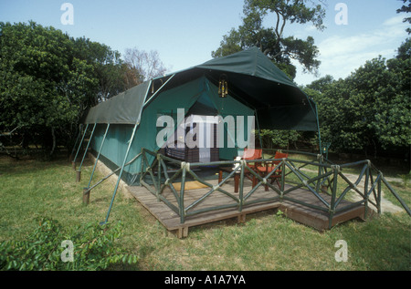 Spacious luxury tent at Mara Safari Club on the northern side of Masai Mara National Reserve Kenya East Africa Stock Photo