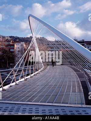 Puente Zubizuri bridge designed by Spanish architect Santiago Calatrava Stock Photo