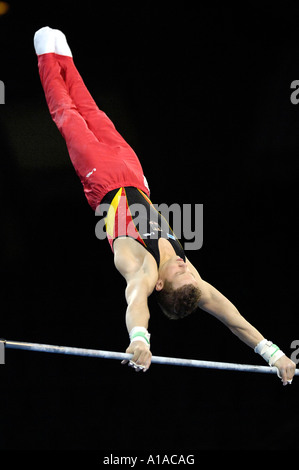 Fabian HAMBUeCHEN GER at the Gymnastics World Cup in Stuttgart 2006 at high bar Stock Photo