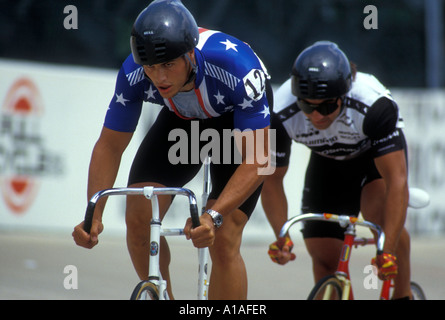 USA Pennsylvania Racers compete in National Track Championships Team Pursuit race at Trexlertown Velodrome Stock Photo