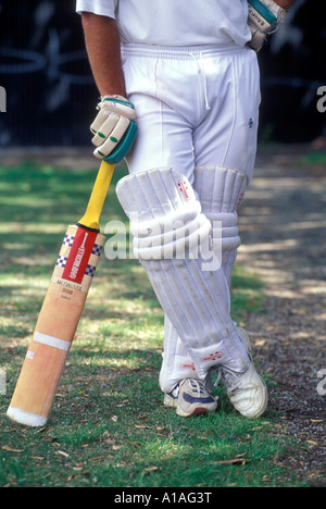 New Zealand MR Cricketer John Robertson plays in a recreational cricket match at Kilbernie Park in Wellington Stock Photo