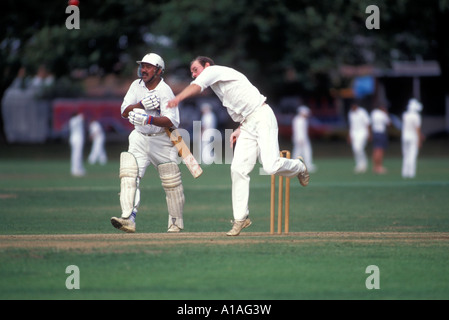 New Zealand North Island Cricket game hurler during game in Victoria Park in Auckland Stock Photo