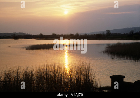 Sunset on Chew Valley Lake, Somerset, England Stock Photo