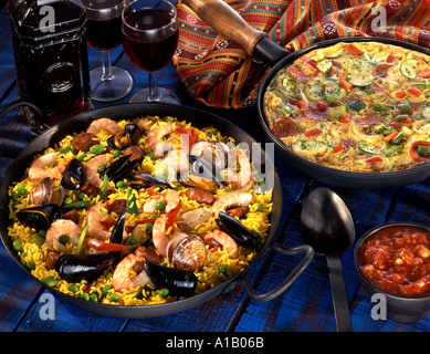 paella and spanish omelette Stock Photo