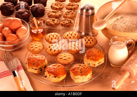 cakes and ingredients Stock Photo