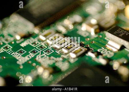 Detail of components of electrical circuit board Stock Photo