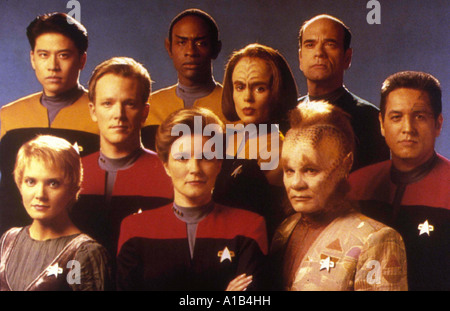 Star Trek Voyager Year 1995 Director Kenneth Biller Cliff Bole Kate Mulgrew Captain Kathryn Janeway Robert Beltran Chakotay Roxa Stock Photo