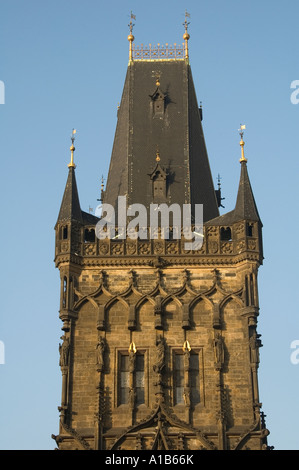 The Powder Gate  tower Prasna Brana in Nove Mesto quarter Prague Czech republic Stock Photo
