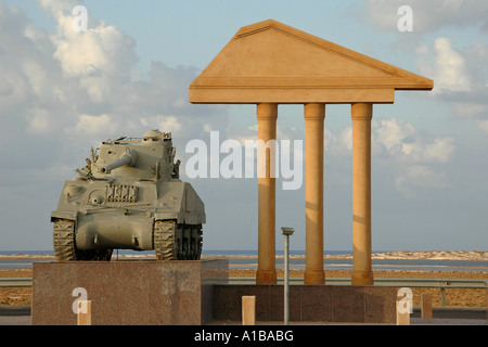 Tank monument in El Alamein World War II Military Museum or Al Alamayn town northern Egypt Stock Photo