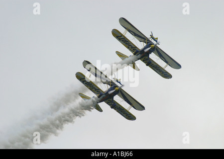 Utterly Butterly wingwalking Boeing Stearman biplanes display team at Portrush Air Display County Antrim Northern Ireland Stock Photo