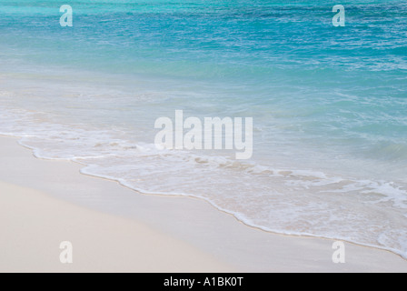 Barbados typical sunny beach view white sand blue sea Stock Photo