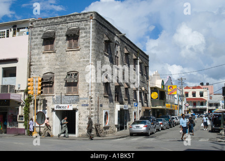Barbados capital Bridgetown traditional architecture in the developing city Stock Photo