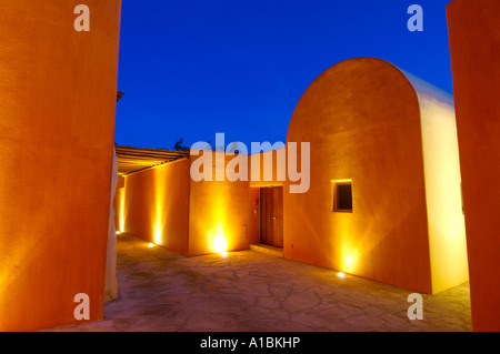 Bold colors and geometric shapes expressed in the architecture of a Mexican resort Marina Costa Baja Baja California Mexico Stock Photo