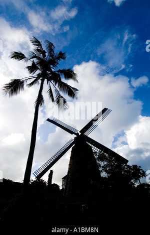 Barbados restored working Morgan Lewis windmill for processing sugar cane Stock Photo