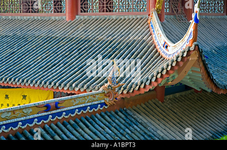 CHINA FENGDU Abode of Ghosts at Fengdu Numerous temples have sculptures of demons and devils and fanciful curved roofs Stock Photo