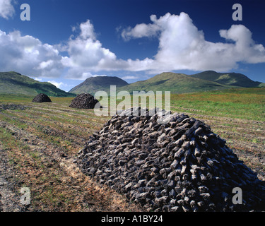 IE - CO. GALWAY: Cutting the Peat in the Inagh Valley of Connemara Stock Photo