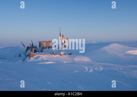 inupiat whaling camp used when hunting beluga whales during summer along the Arctic coast Yukon Canada Stock Photo