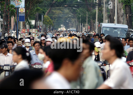 A lot of traffic in Saigon HCMC, Vietnam Stock Photo