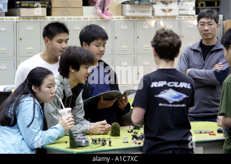 group of young people playing a fantacy game, Hong Kong Stock Photo