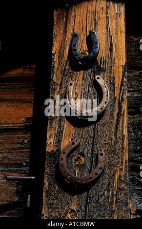 three horseshoe good luck superstition Stock Photo