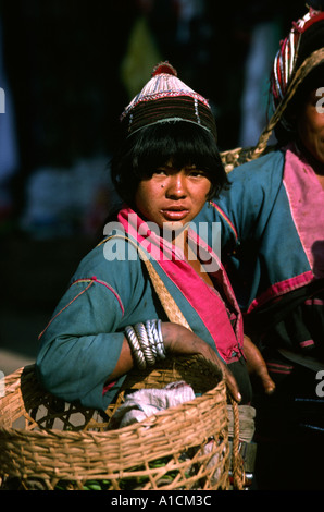 Myanmar Burma Lashio young Shan tribal woman in the market Stock Photo