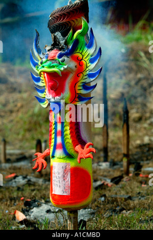 Giant dragon incense stickChinese temple Pulau Pangkor island Malaysia Stock Photo