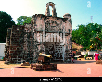 Remains of A Famosa 16th century Portuguese fort Malacca Malaysia Stock Photo