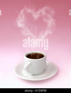Cup of hot valentine's day coffee Stock Photo