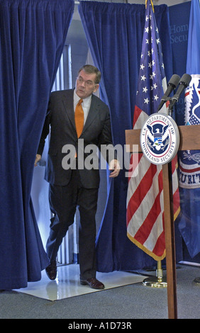 Homeland Security chief Tom Ridge speaks in Washington D C . Stock Photo